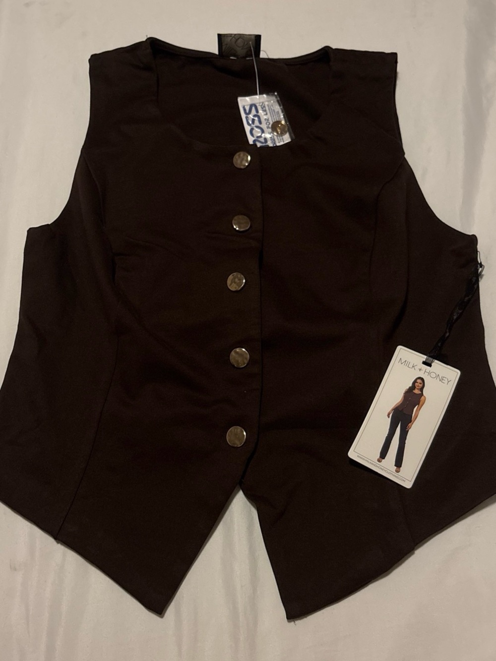 Milk + Honey Women's Black Button-Front Tunic Vest